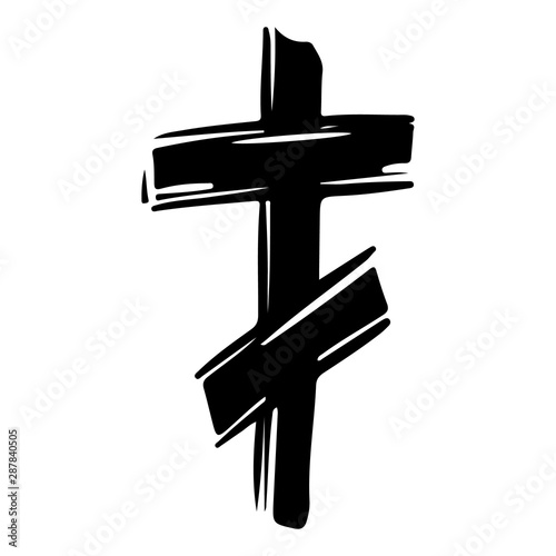 Orthodox christian cross hand drawn silhouette illustration