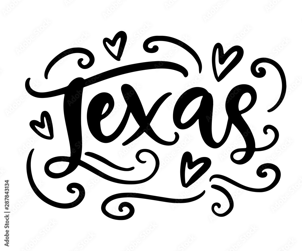 Texas modern city hand written brush lettering Texas modern city hand written brush lettering