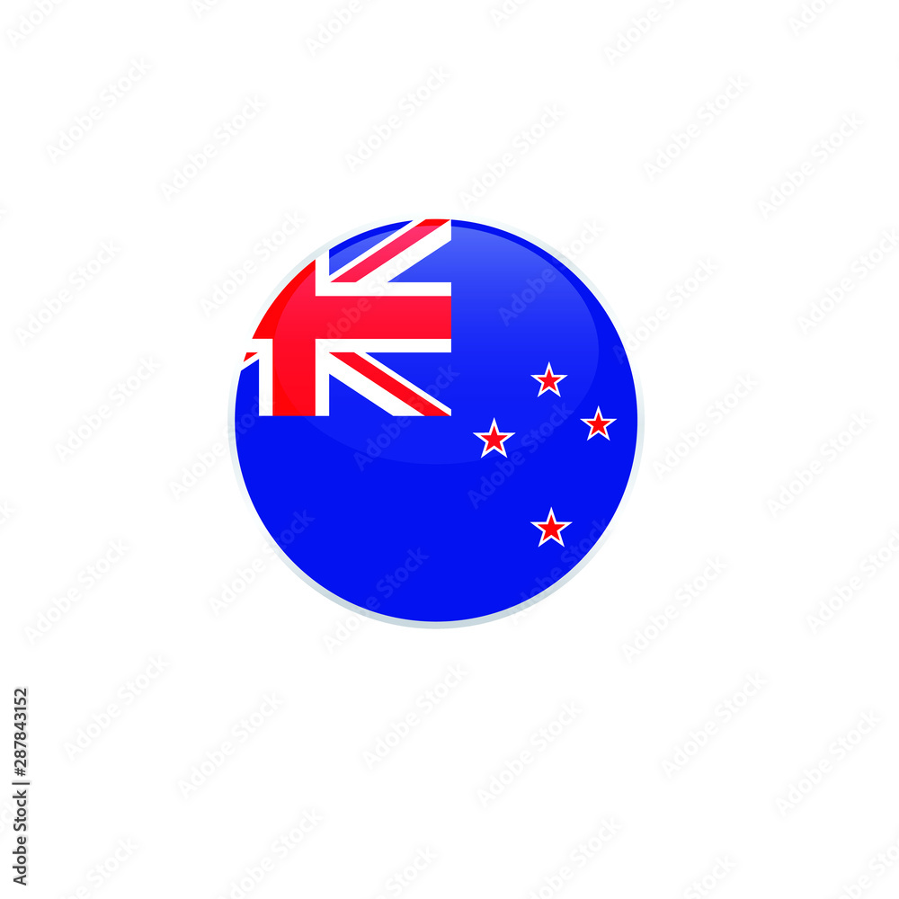 New Zealand round flag . closy flag of New Zealand - vector button. New Zealand round flag . closy flag of New Zealand - vector button.