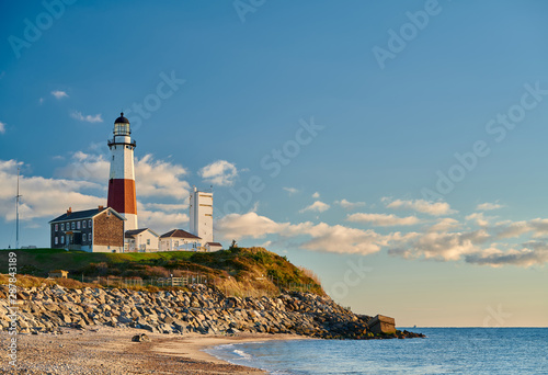 Montauk Lighthouse and beach, Long Island, New York, USA. photo