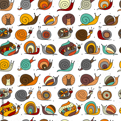 Funny snails, seamless pattern for your design