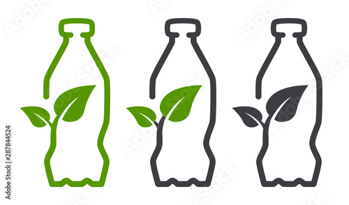 Eco bio leaf bottle vector icon