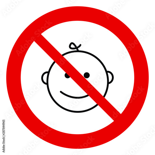 No for children under 3 years old. vector. Not allow  for kids sign. stop The red circle prohibiting sing 