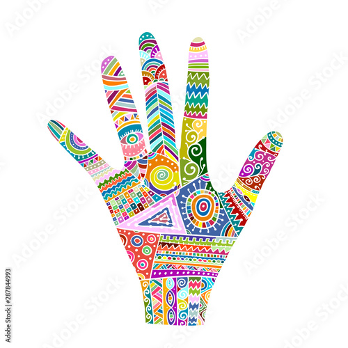 Ornate hand, boho style. Sketch for your design