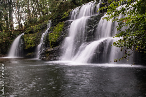 Long exposure shot of waterfall  in the Brecon Beacons  Wales scenic waterfall with flowing water