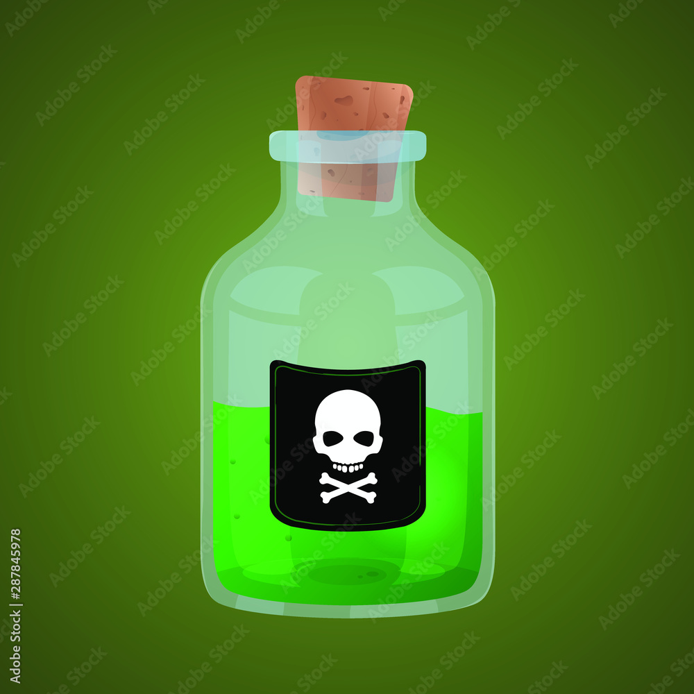 Glass bottle with poisonous liquid Glass bottle with poisonous liquid