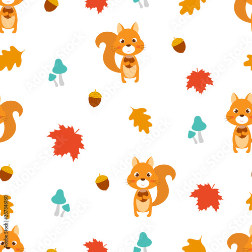 autumn seamless pattern with squirrel