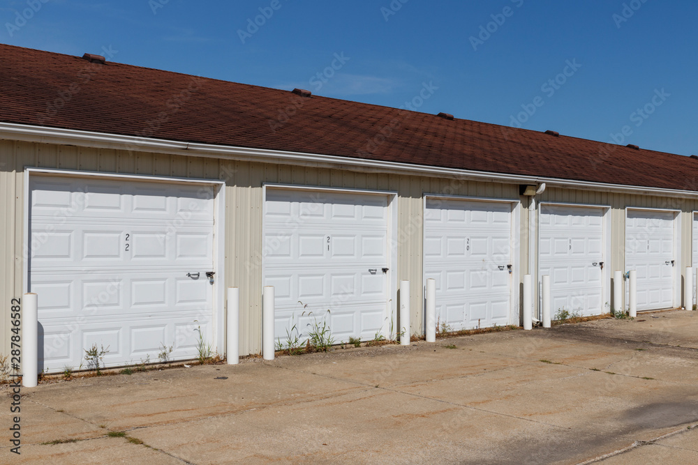 Numbered self storage and mini storage garage units Numbered self storage and mini storage garage units