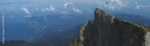 Panoramic view of Austrian alps with clouds
