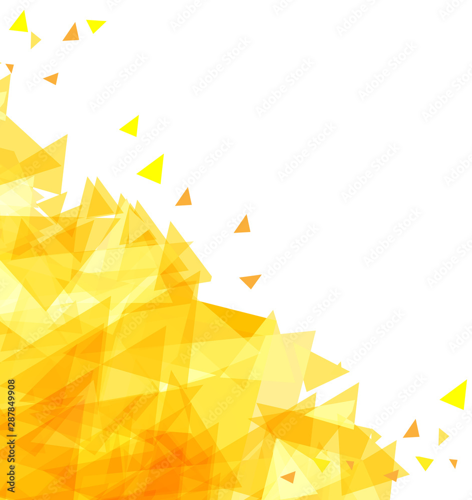 Yellow Abstract background of chaotically moving triangles. The gradient  from light yellow to orange. Modern background for cover design, banner,  flyer. Vector illustration. Stock Vector | Adobe Stock