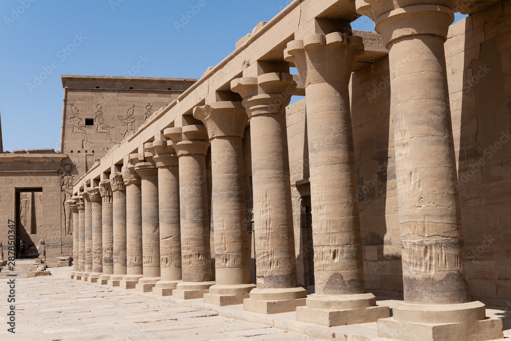 Columns at the ancient Temple Philae, Aswan, Egypt