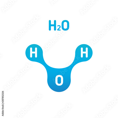 Chemistry model of water molecule H2O scientific elements. Integrated particles hydrogen and oxygen natural inorganic compound. vector illustration isolated on white background
