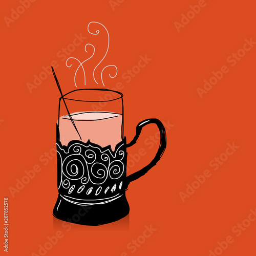 Tea cup vintage glass-holder, sketch for your design