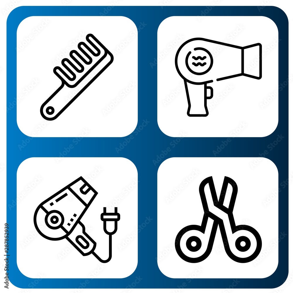 Set of hairdresser icons such as Comb, Hair dryer, Scissors , hairdresser
