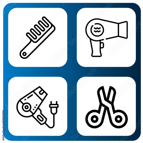 Set of hairdresser icons such as Comb  Hair dryer  Scissors   hairdresser