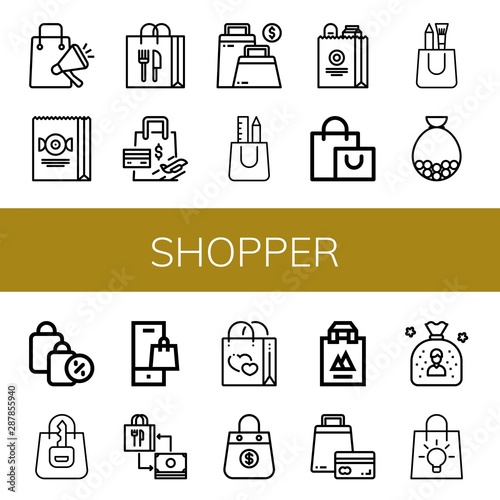 Set of shopper icons such as Shopping bag, Bag , shopper