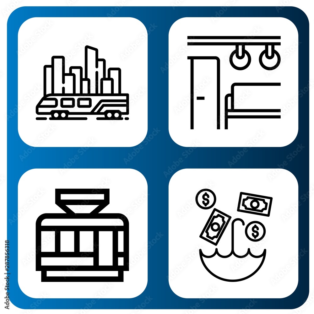 Set of metro icons such as Skytrain, Electric train, Tramway, Umbrella , metro Set of metro icons such as Skytrain, Electric train, Tramway, Umbrella , metro