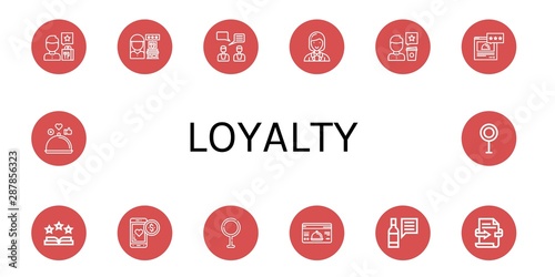Set of loyalty icons such as Review, Feedback, Coordinator, Rating, Rate, Loyalty, Transvestite, Loyalty card ,