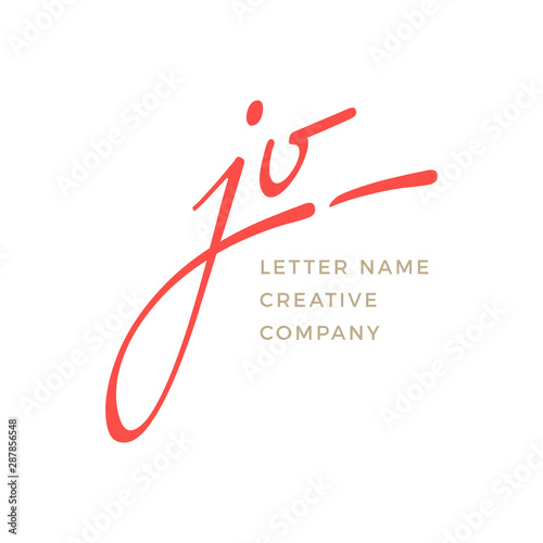 simple JV handwriting script initial logo vector