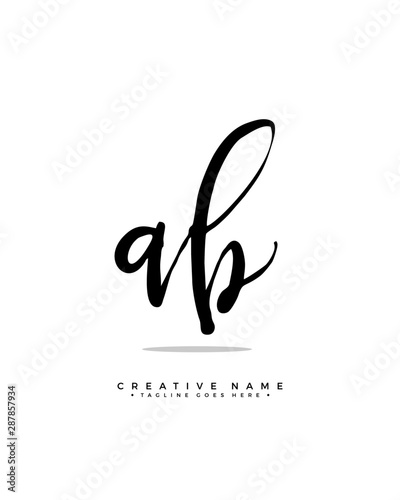 A B AB initial logo signature vector. Handwriting concept logo.