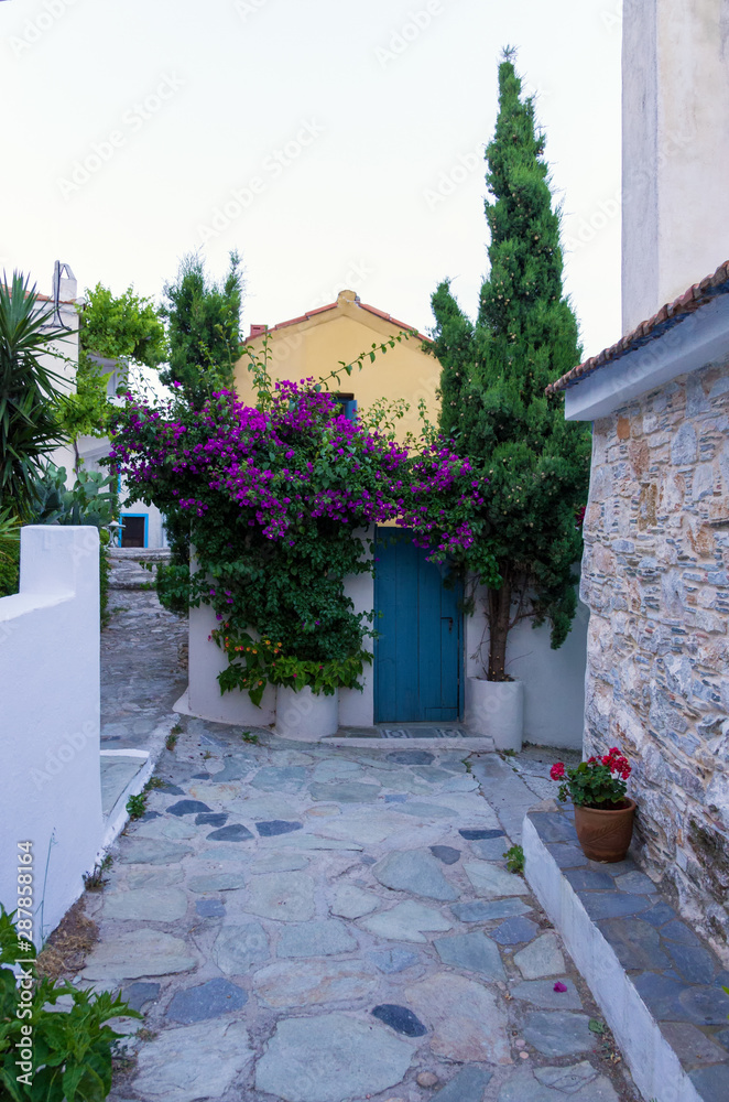 Architecture in the Chora village of Alonnisos island, Greece