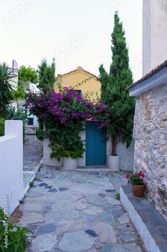 Architecture in the Chora village of Alonnisos island  Greece