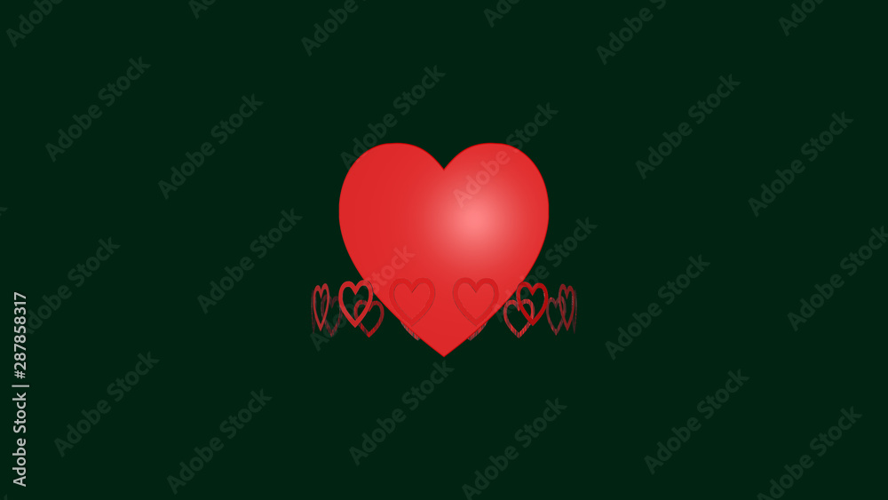 3d rendering of Love Hearts, Heart icon with nice  background