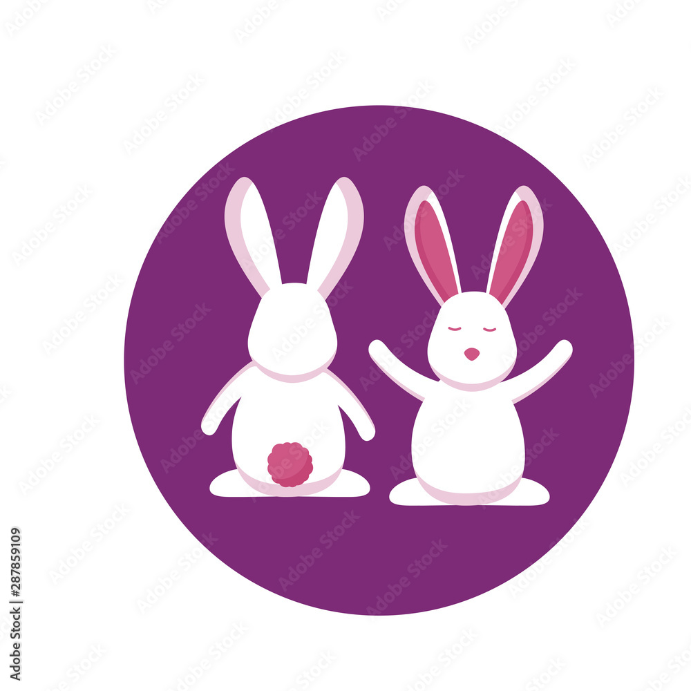 Fototapeta premium Isolated rabbits cartoon vector design