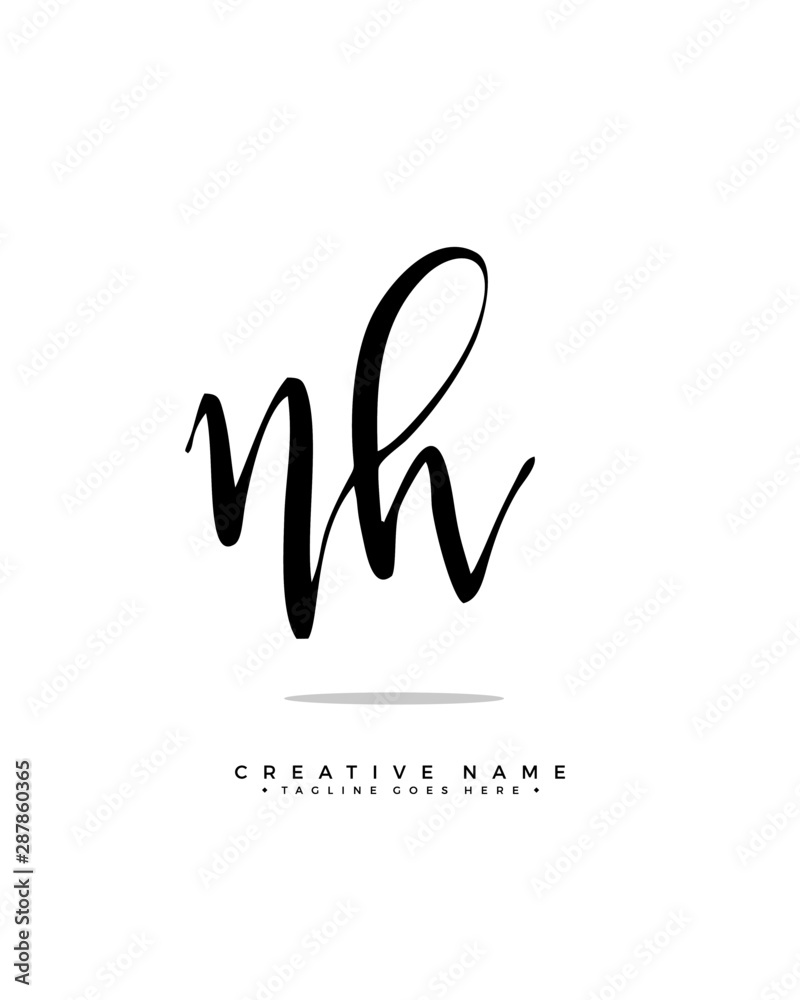 N H NH initial logo signature vector. Handwriting concept logo.