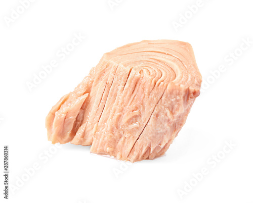 Foto Piece of canned tuna on white background