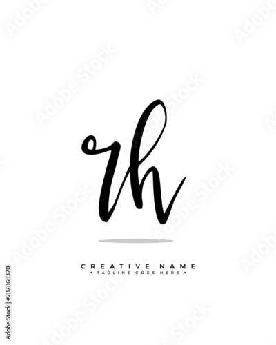 R H RH initial logo signature vector. Handwriting concept logo.