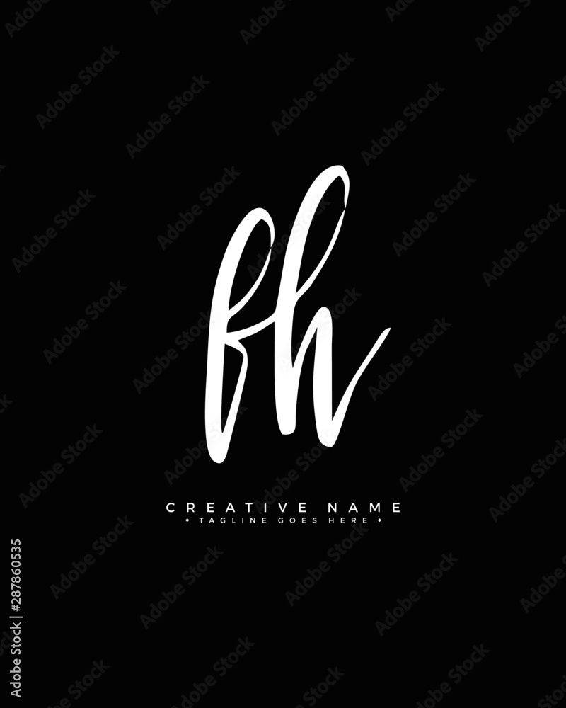 F H FH initial logo signature vector. Handwriting concept logo.