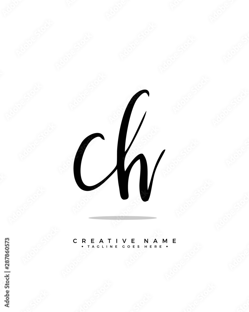 C H CH initial logo signature vector. Handwriting concept logo.