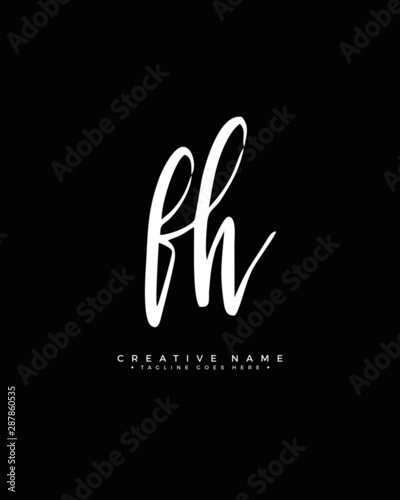 F H FH initial logo signature vector. Handwriting concept logo.