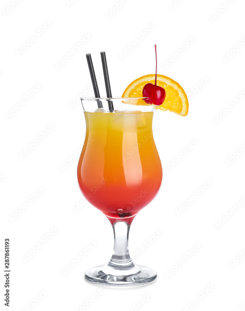 Glass of cocktail Sex on the Beach, white background фотография Stock |  Adobe Stock