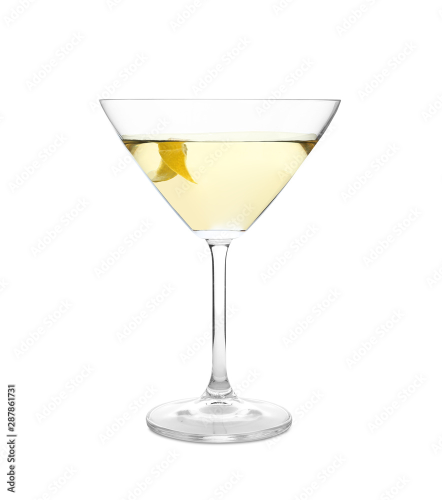 Glass of martini cocktail on white background Glass of martini cocktail on white background