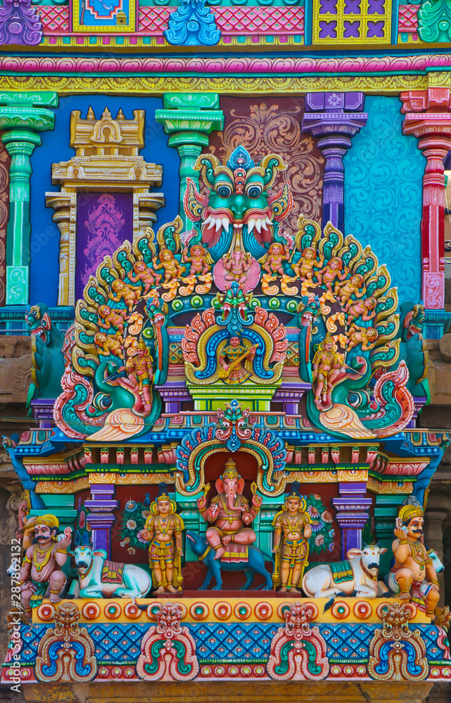 Yazhi Statue in Hindu Temple Tower
