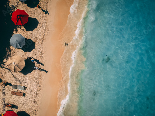 Dron shot of a nice beach in Playa blanca, Barú, Colombia