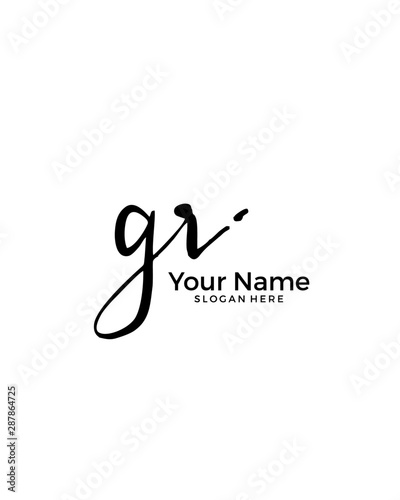 G R GR initial logo signature vector. Handwriting concept logo.