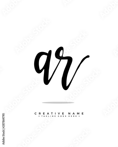 A R AR initial logo signature vector. Handwriting concept logo.