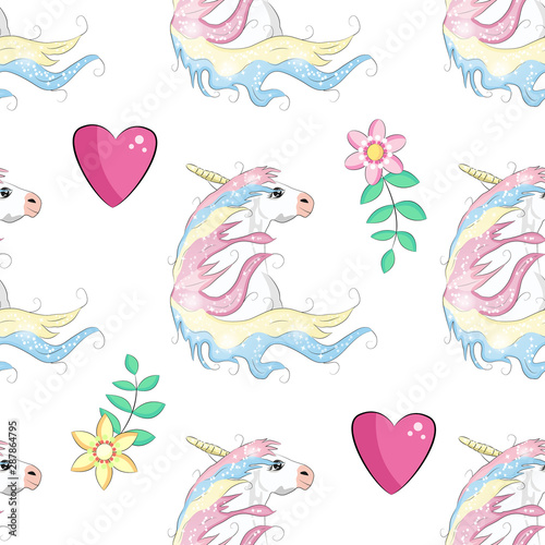 Unicorn Rainbow seamless pattern  girls scrapbook paper.