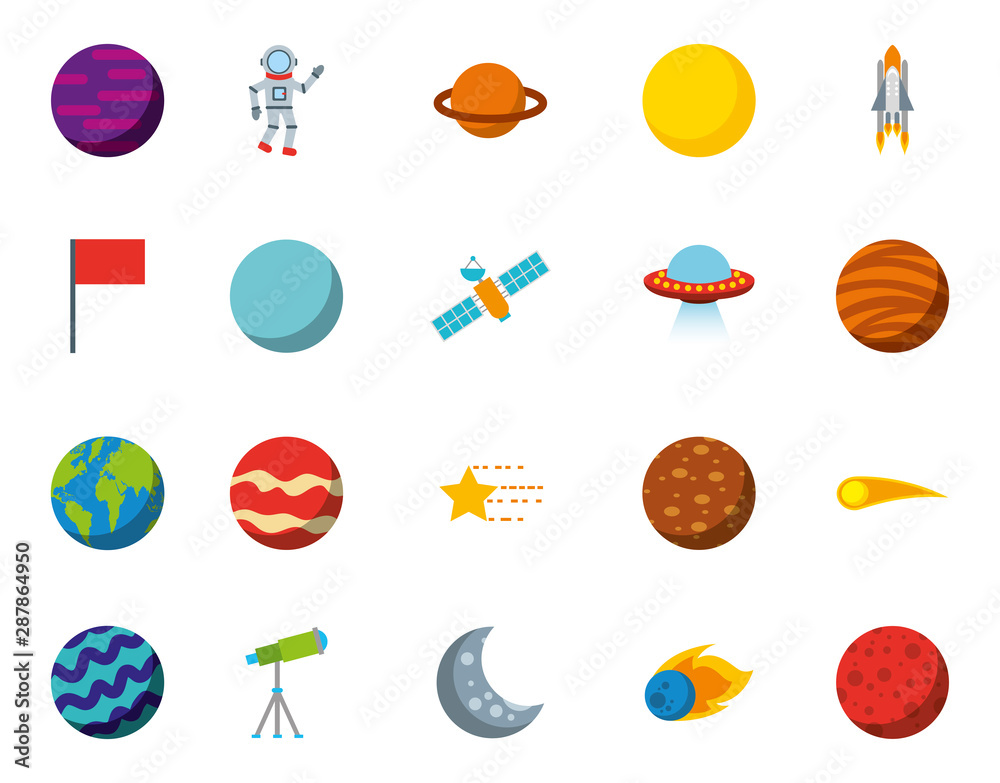 bundle of planets and space icons