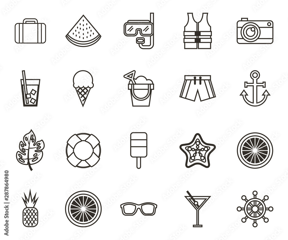 Naklejka premium bundle of travel vacations holidays icons
