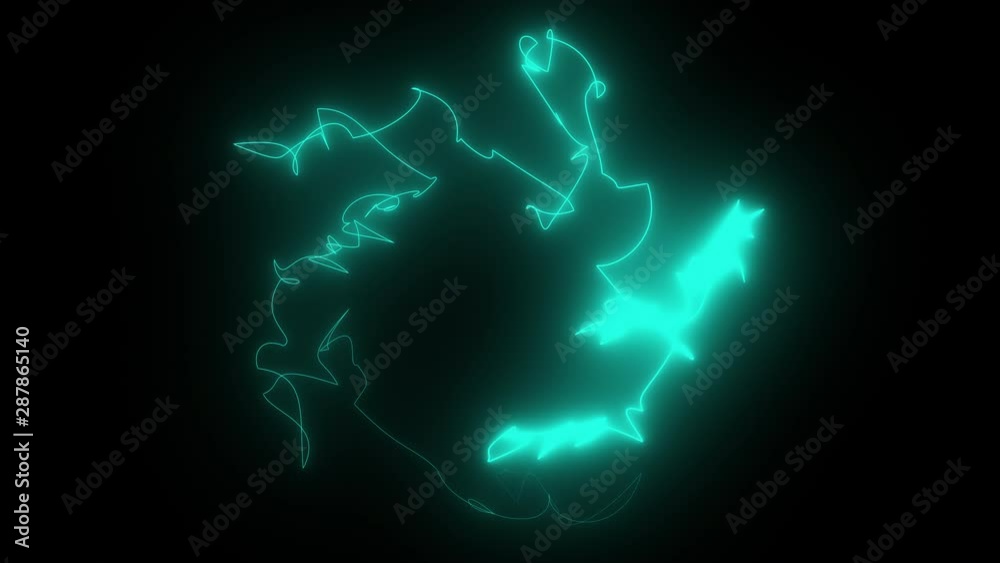 3d rendering, computer generated abstract dark background with scribbles of neon light, glowing lines