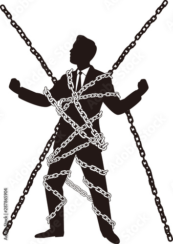 Businessman in chains