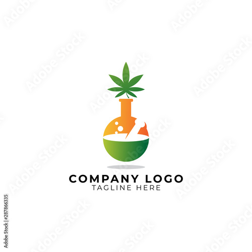 herbal cannabis lab with flask Labs logo vector icon ilustration