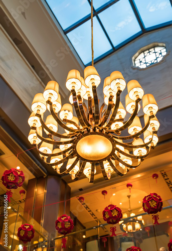 Ceiling lamp, vintage pendant in historic building photo