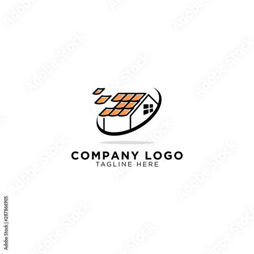 roof tile installation logo vector icon ilustration