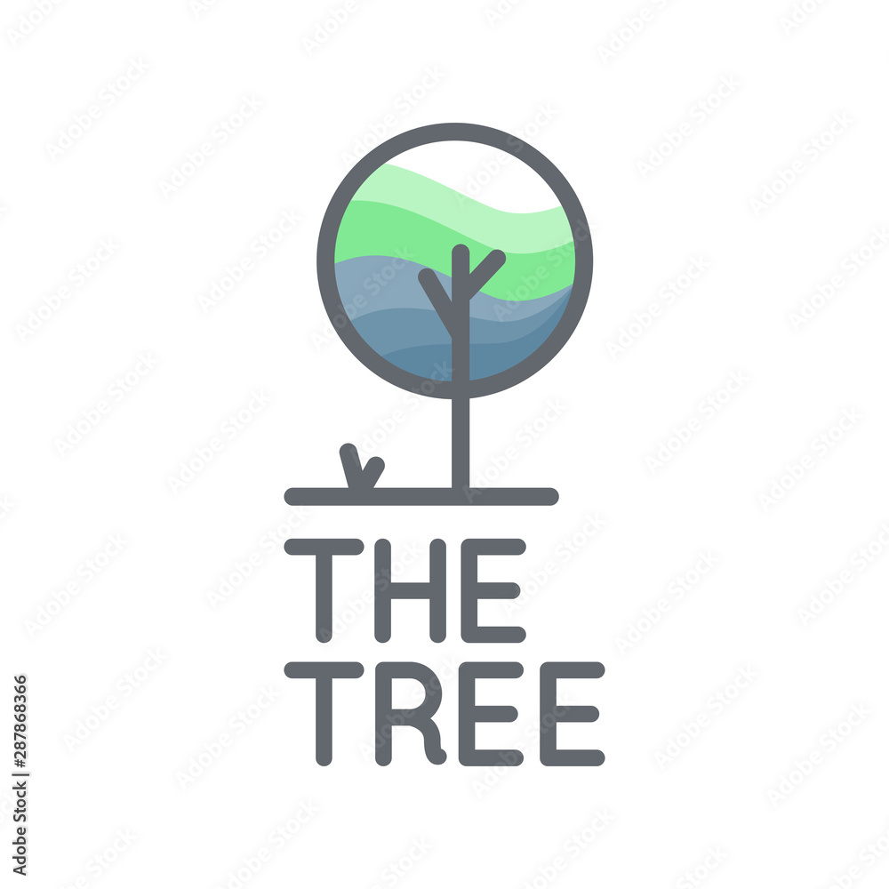 Obraz premium Tree logo, icon, organic, flora, plant symbol
