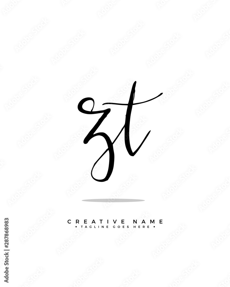 Z T ZT initial logo signature vector. Handwriting concept logo. Z T ZT initial logo signature vector. Handwriting concept logo.